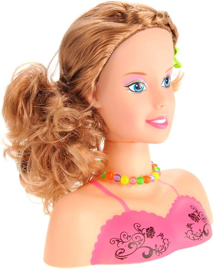 Makeup Doll Head for Hair Styling Kids Toy Kit - Washable Cosmetic Pretend Play Set with Fashion Accessories, Make up Doll for Girls Hair Dresser