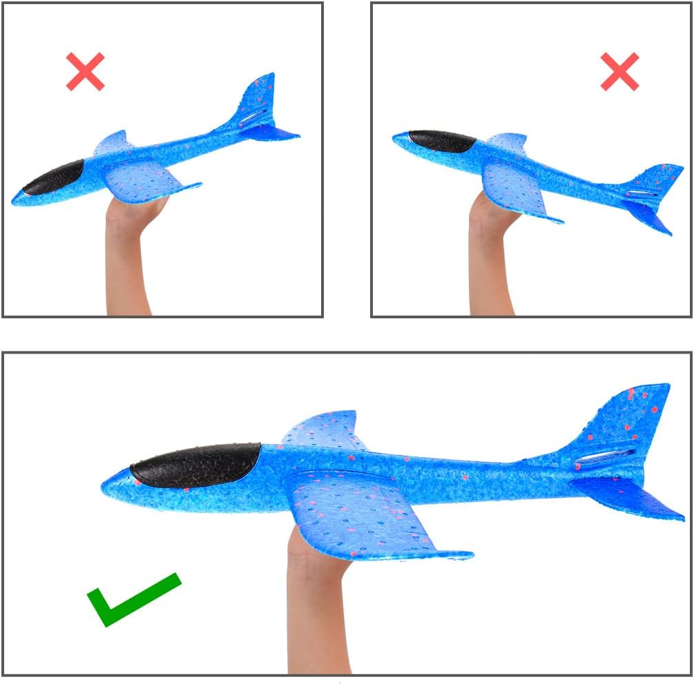8 Pack Large 17.5” Foam Airplanes for Kids, 2 Flight Modes, Styrofoam Glider Planes, Throwing Flying Foam Airplane, Outdoor Sports Game Toys, Birthday Gifts for Girls 3-12 Years Old Boys