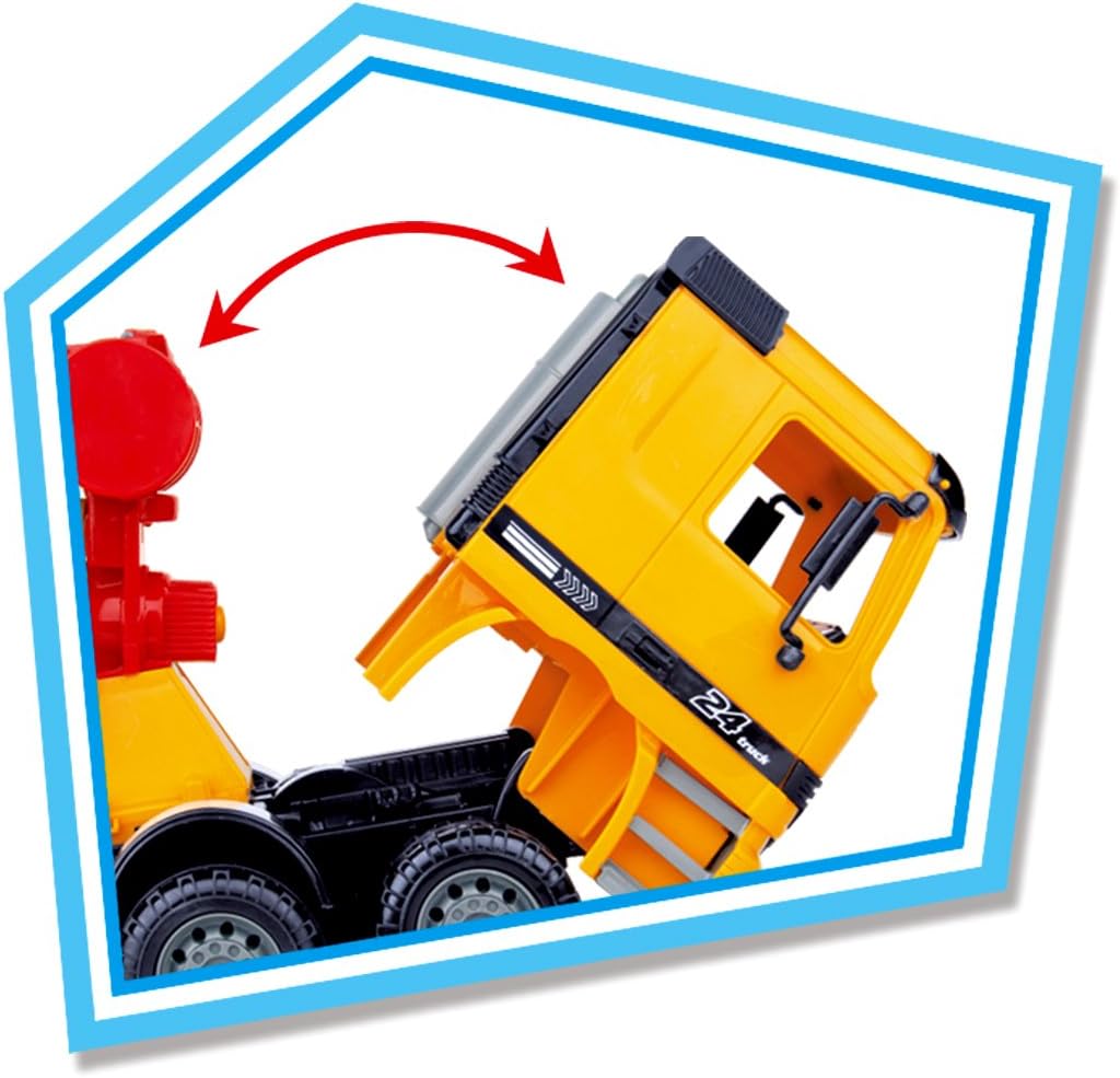 14” Large Cement Mixer Truck Big Construction Vehicle Toy Friction Powered Oversized Pretend Toy Gifts Toy for Toddlers Boy Toys Age 5-6 Years Old Pretend Play
