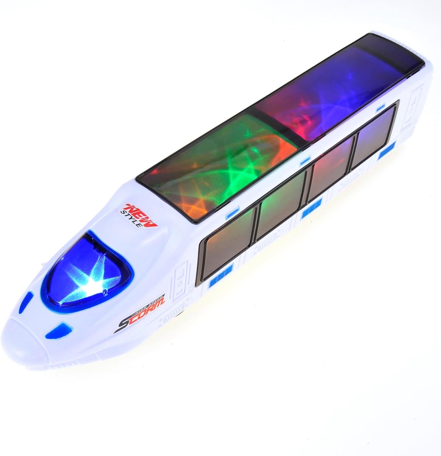2 Pack Electric 3D Lightning Train Toy, Automatic Driving Changes Directions on Contact with Lights, Sounds, Music, and Color Effects for Boys, Girls Age 3+