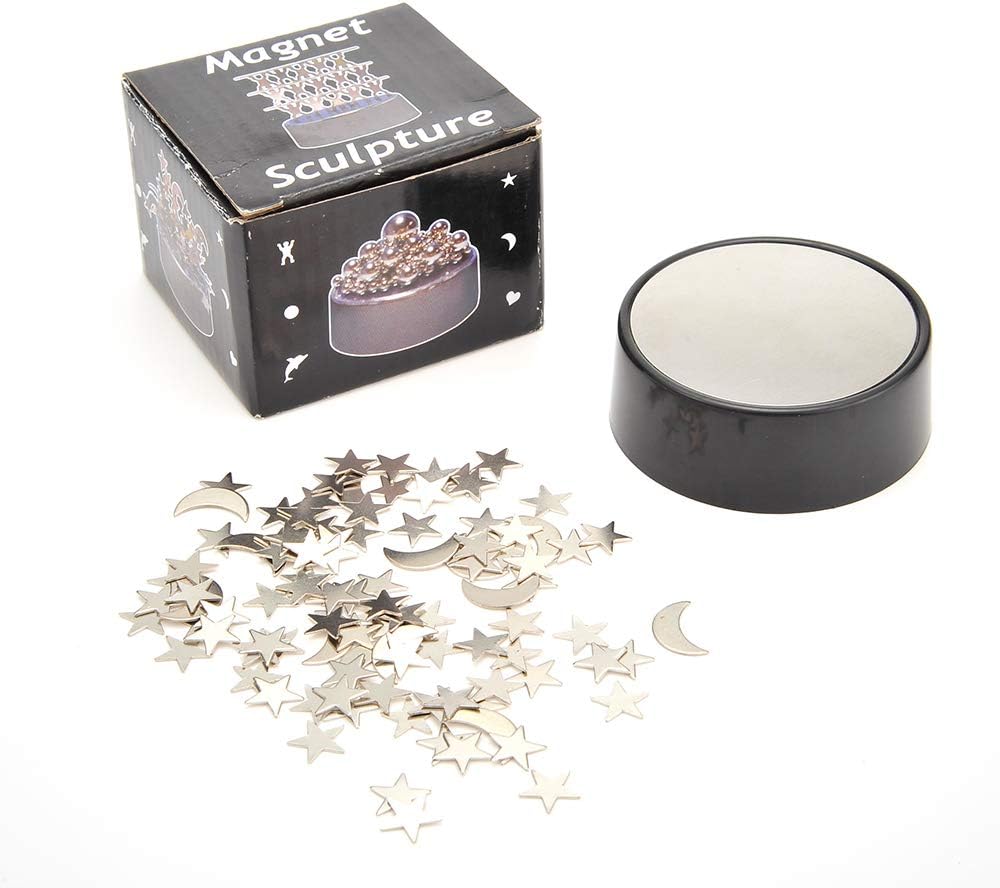 Magnetic Desktop Sculpture (Moons and Stars) | Mini Magnetic Art Decoration for Desktop | Fun Stress Relief Office Gift