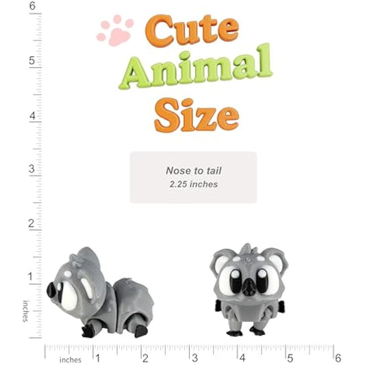 PowerTRC 3D Printed Articulated Koala Fidget Toy 3 Pack – Flexible Cute Animal Desk Decor, Adult Fidget Collectible – 3D Printed in USA