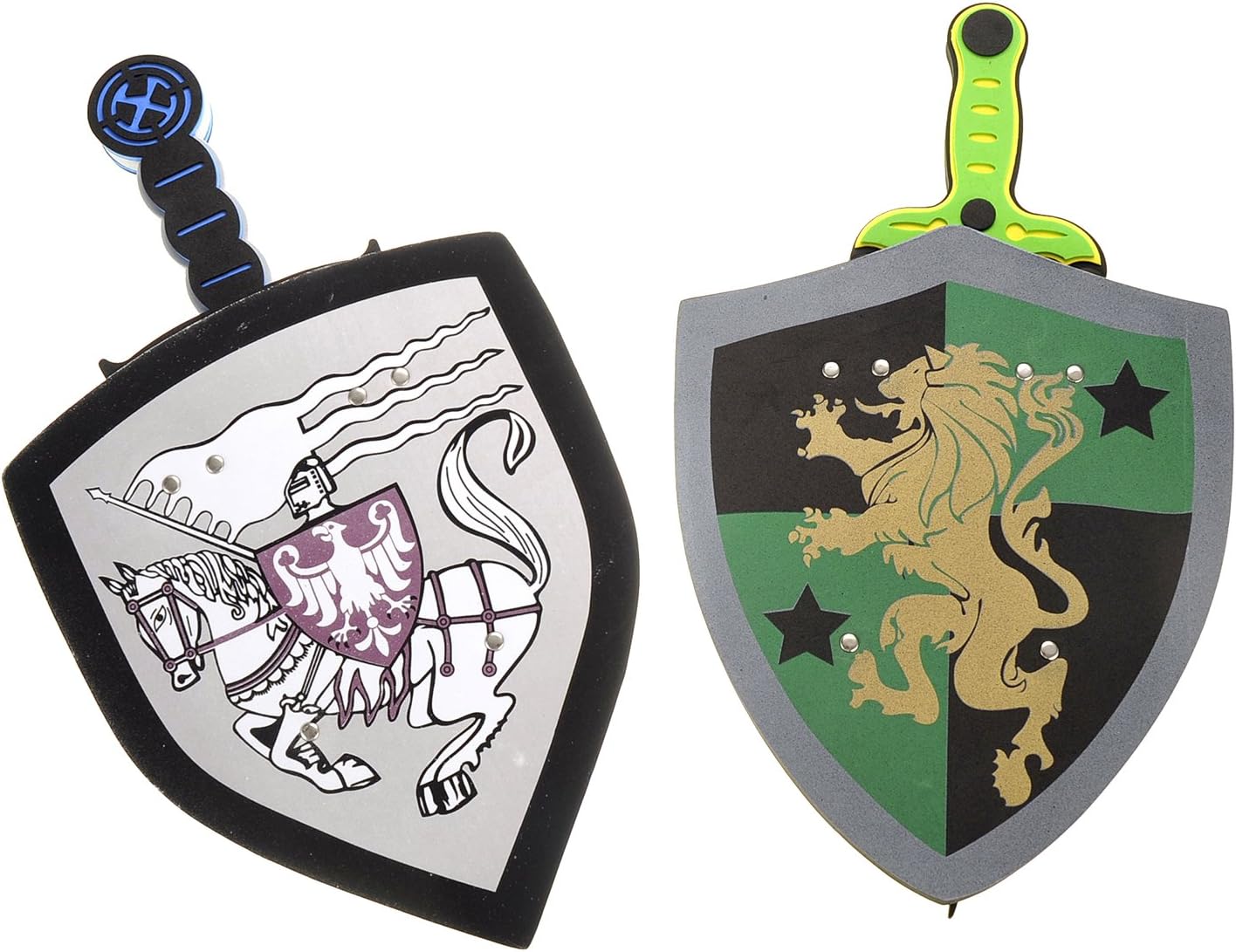 Sword and Shield Play Set | Unique Design | Foam Weapons | Kids Play Knights | White Eagle & Golden Lion Shield