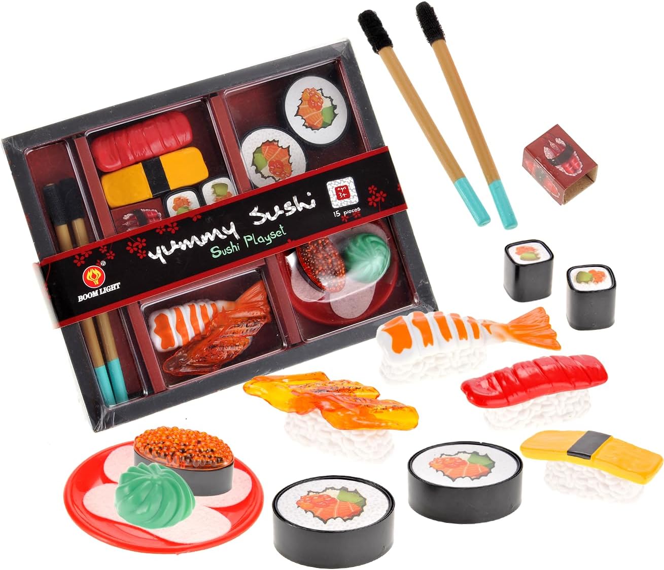Japanese Sushi Toy Bento Box Pretend Food Set | 19 Pieces Cutting Play Food Toy Set for Kids Age 3, 4, 5, 6, 7, 8, 9+ (2 Packs)