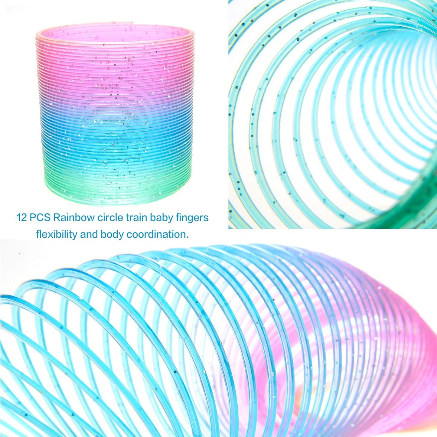 12 Pcs Slinky Toys for Kids Goodie Bag Stuffer Rainbow Slinky Party Favors Spring Toy Slinkies for Carnival Prize Classroom Exchange Gifts (2.5 inches)