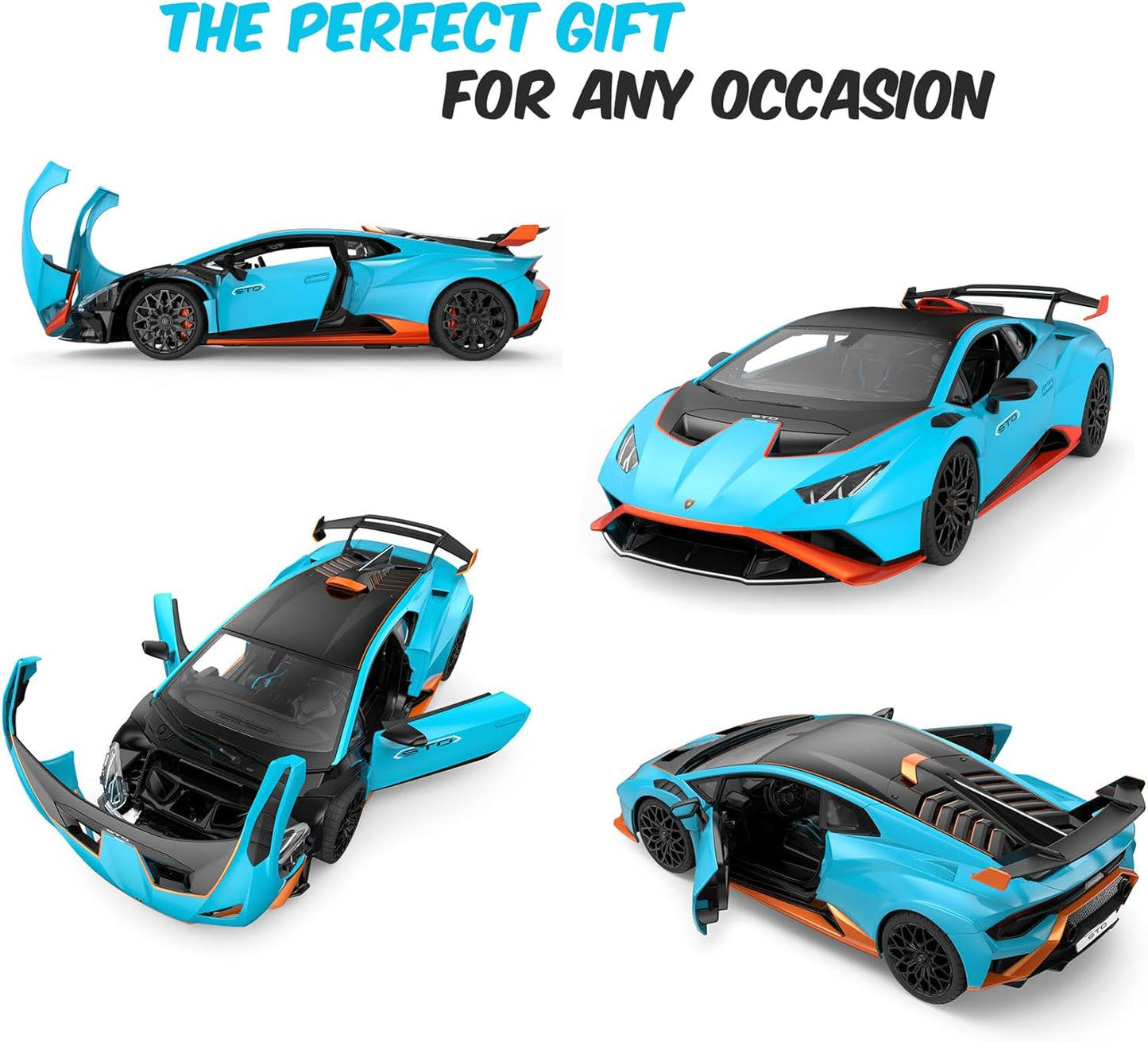 PowerTRC Official Licensed RC Lamborghini Car R/C 1/14 Lamborghini Huracan STO Model Car 2.4 GHZ Blue Lamborghini Toy Car Remote Control Car for Boys 8-12 Hobby RC Cars
