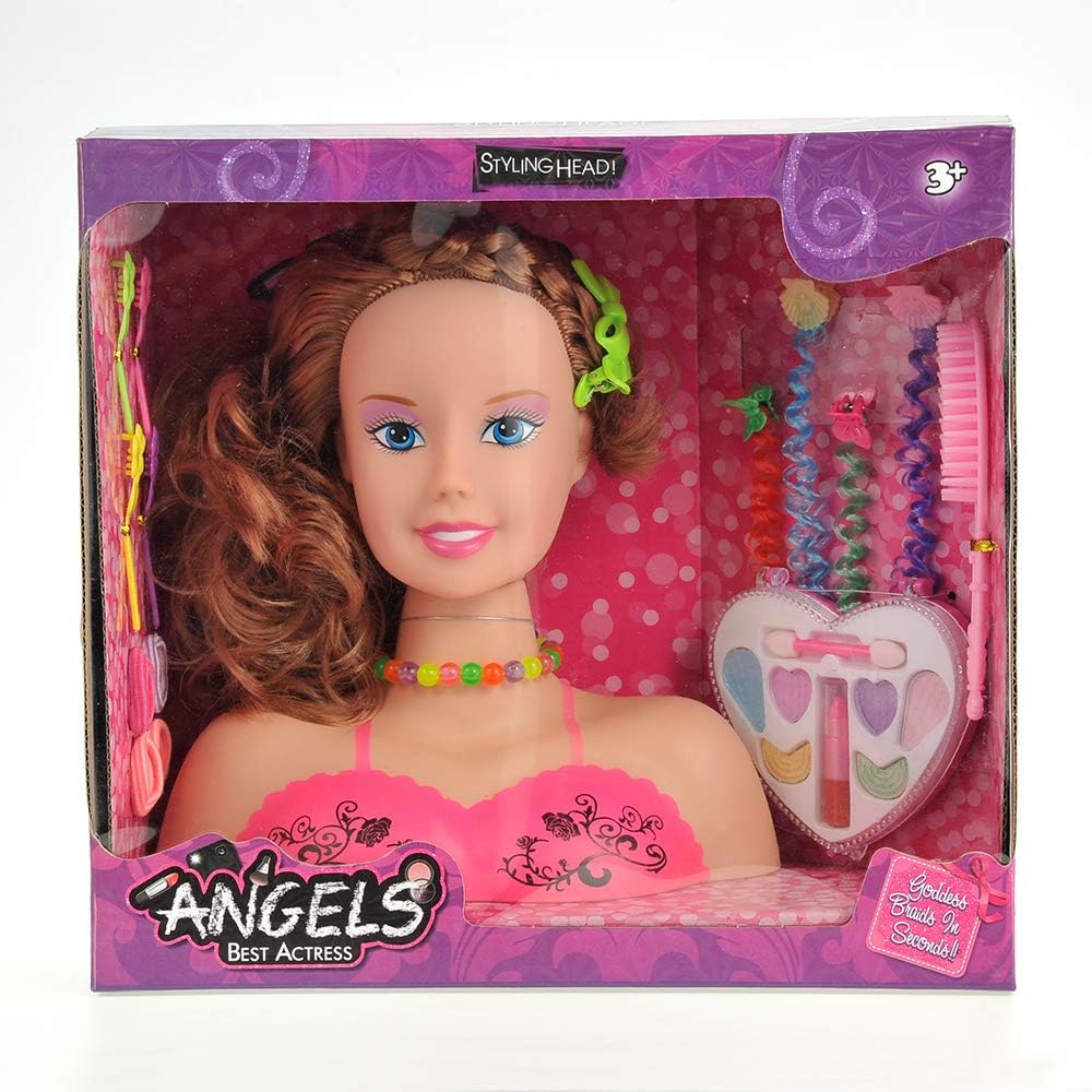 Makeup Doll Head for Hair Styling Kids Toy Kit - Washable Cosmetic Pretend Play Set with Fashion Accessories, Make up Doll for Girls Hair Dresser