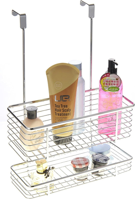 Chrome Storage with Two Shelves, Kitchen Organizer Basket, Over The Cabinet Rack