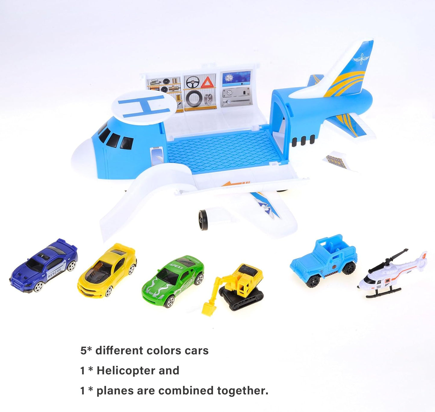 Toy Planes for Toddlers, Transport Cargo Airplane Toy Play Set with Cars, Air Plane Toys for Toddlers, Aeroplane Toys for Kids 3-5, Large Toy Cargo Plane for Boys