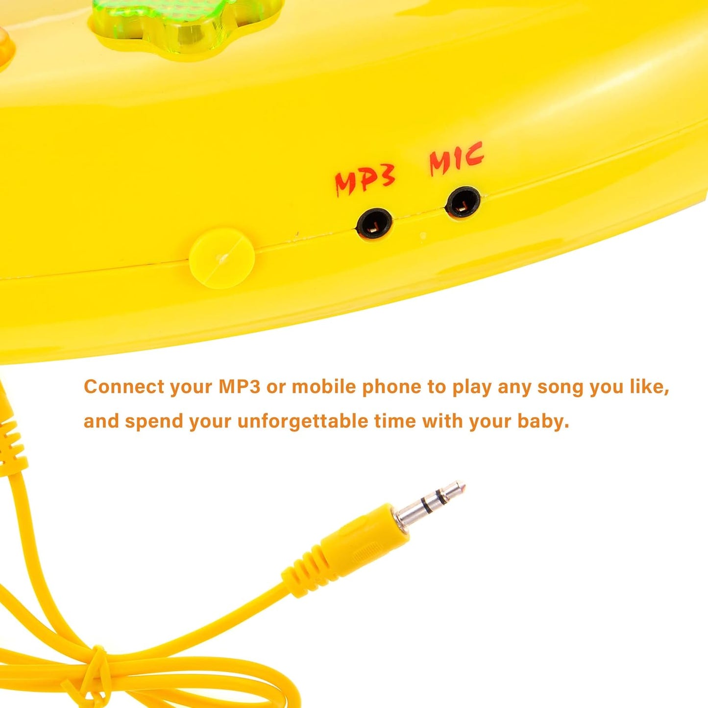 PowerTRC Deluxe 2 in 1 Keyboard and Drum Set Toy for Kids | Children's Musical Instrument Play Set Comes with Drum Set, Piano and Microphone | Colorful Lights and Sing-Along (Yellow)