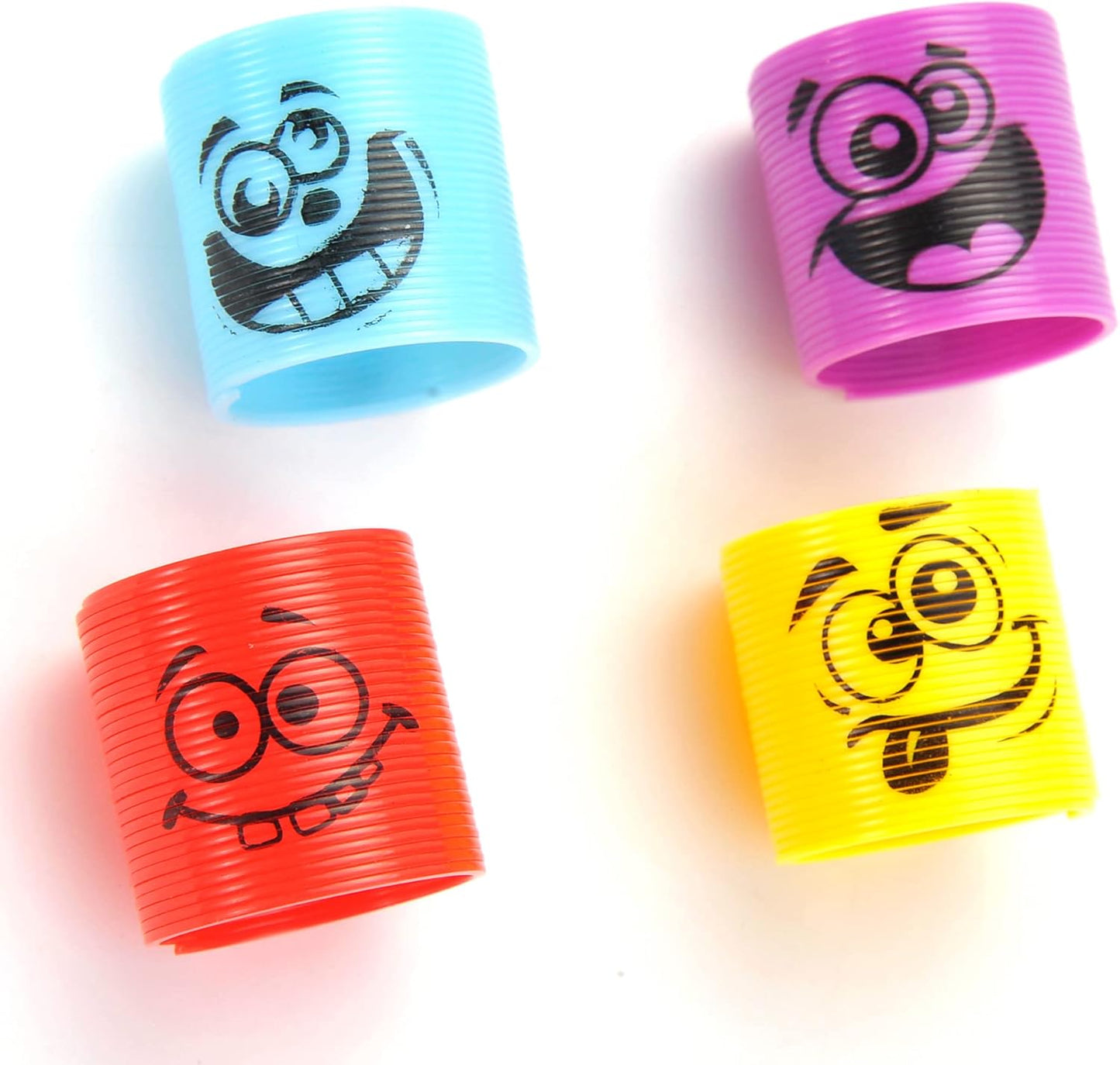 PowerTRC 72 Pcs Mini Slinky Party Favors Mini Slinkies Bulk, Emoticon Rainbow Spring Toys Goodie Bag Stuffer, Coil Spring Toy for Carnival Prize Classroom Exchange Gifts