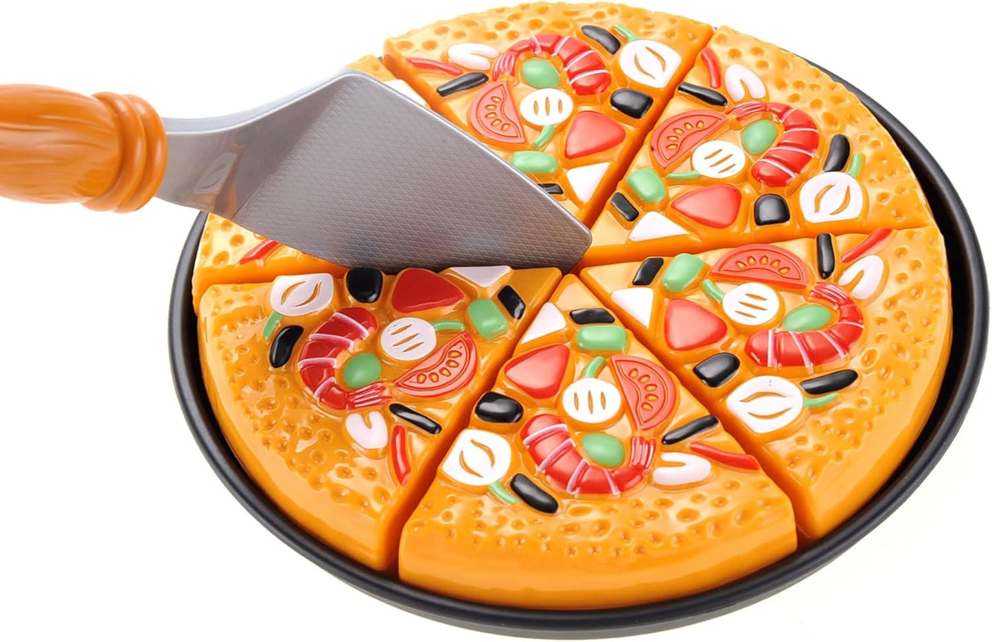 Cutting Play Food for Toddler Kids Toy Kitchen, Pizza Toy Set Pretend Cooking Fast Food Playset Educational Toy for Ages 3+ Years