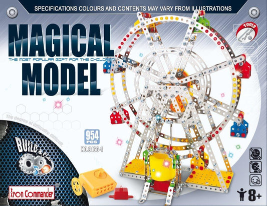 Metal Ferris Wheel Building Blocks Toy Set, Amusement Park Building Construction Toy for Boys Girls, Ferriswheel Educational Building Playset with Lights and Sound