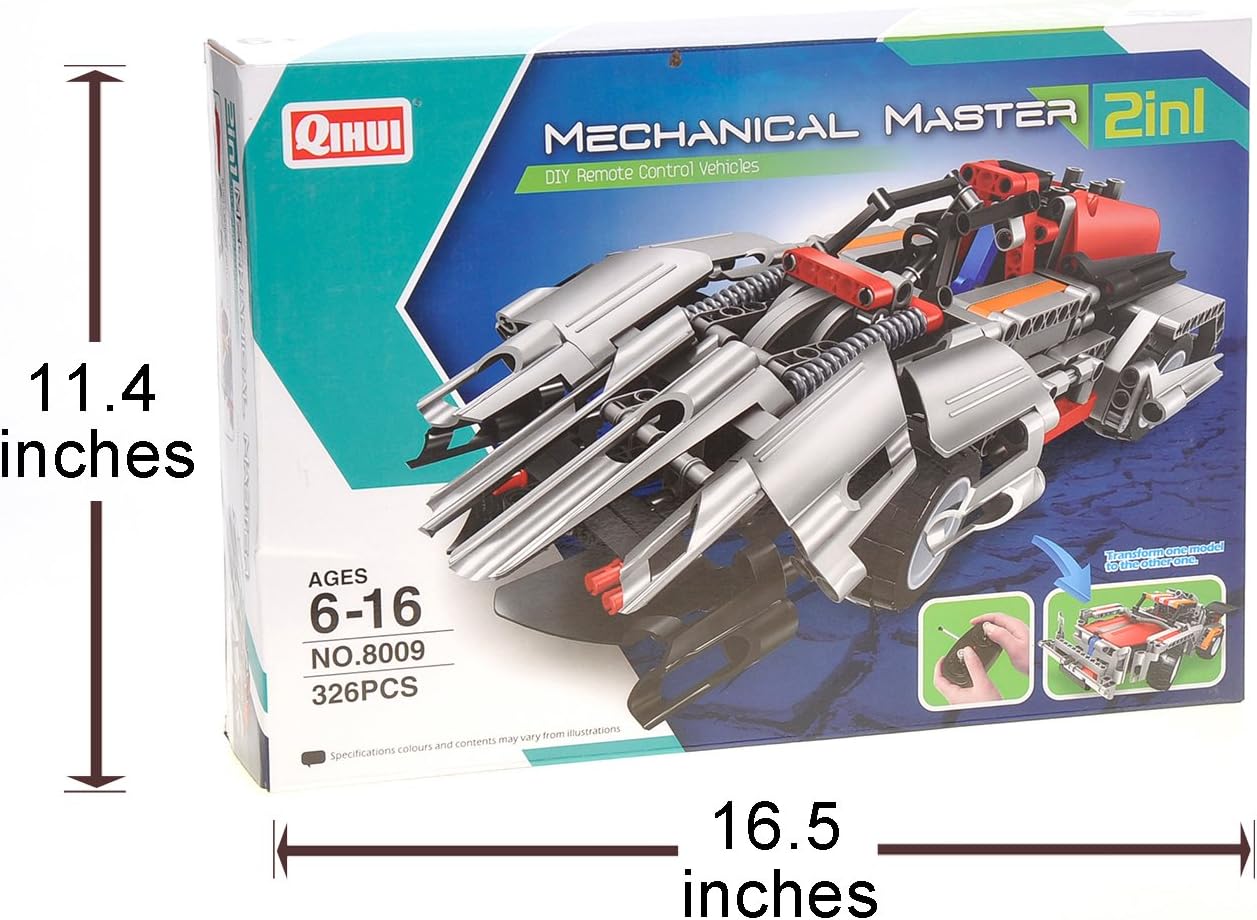 STEM Building Remote Control Car Toys for Kids | 2in1 DIY Building RC Rechargable Battery Car Kit | 326 Pcs Engineering Project Birthday Gift Idea for Boys Girls Ages 6 7 8 9 10 11 12+