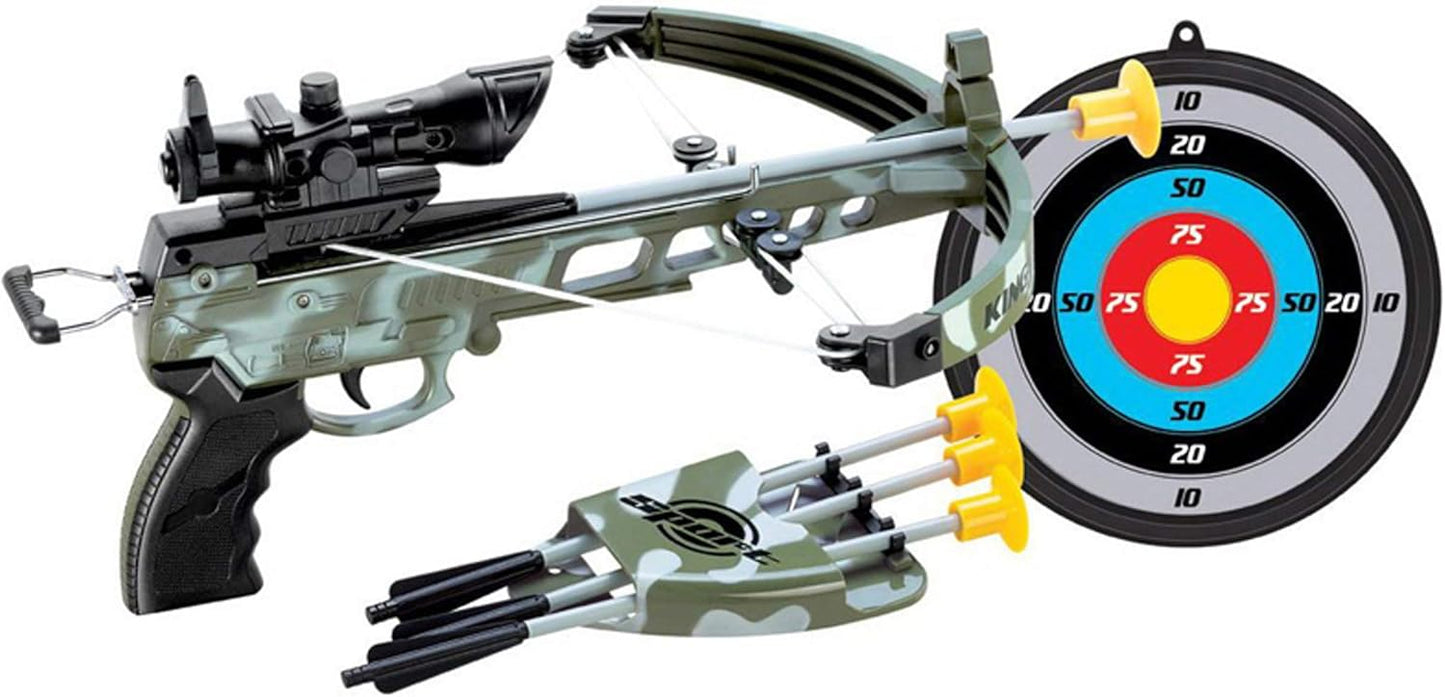 Deluxe Military Action Crossbow Toy | Kids Target Archery Crossbow with Scope and Arrow Toy