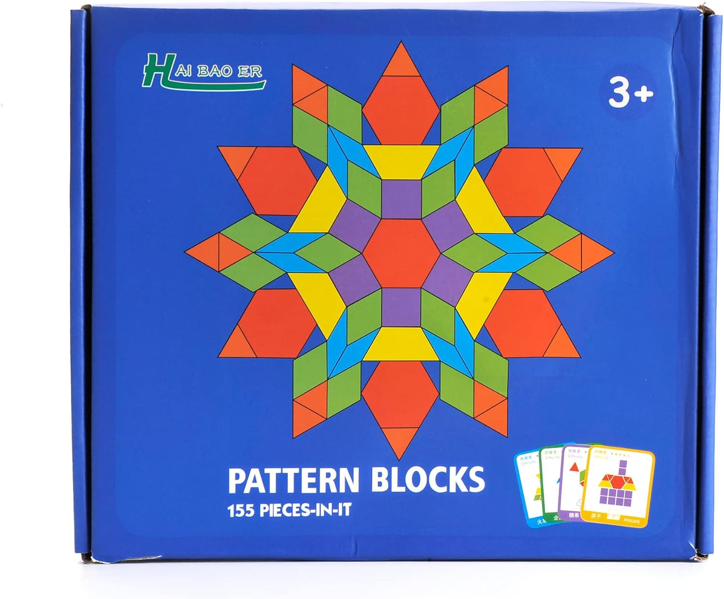 PowerTRC Wooden Pattern Block Toys for Kids | Colorful and Fun Shaped Learning Blocks | Educational Puzzle Set for Children Ages 3 and Up | 155 Pieces