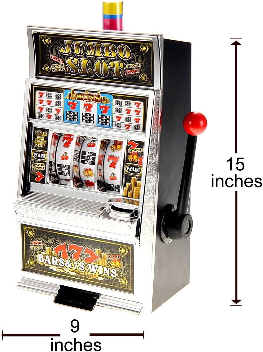 Jumbo Slot Machine Coin Bank | Casino Toy Slots Piggy Bank | Flashing Lights and Jackpot Sounds