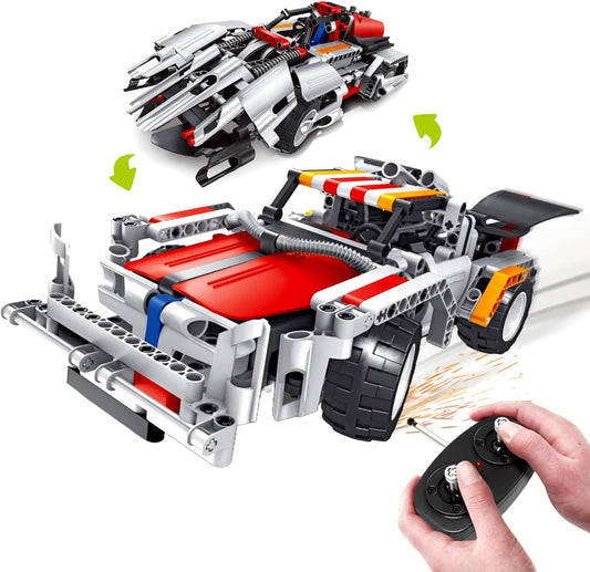 STEM Building Remote Control Car Toys for Kids | 2in1 DIY Building RC Rechargable Battery Car Kit | 326 Pcs Engineering Project Birthday Gift Idea for Boys Girls Ages 6 7 8 9 10 11 12+
