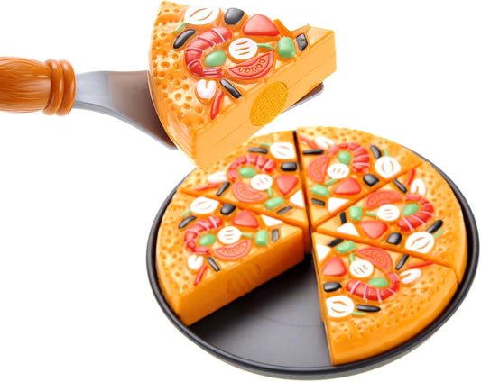 Cutting Play Food for Toddler Kids Toy Kitchen, Pizza Toy Set Pretend Cooking Fast Food Playset Educational Toy for Ages 3+ Years