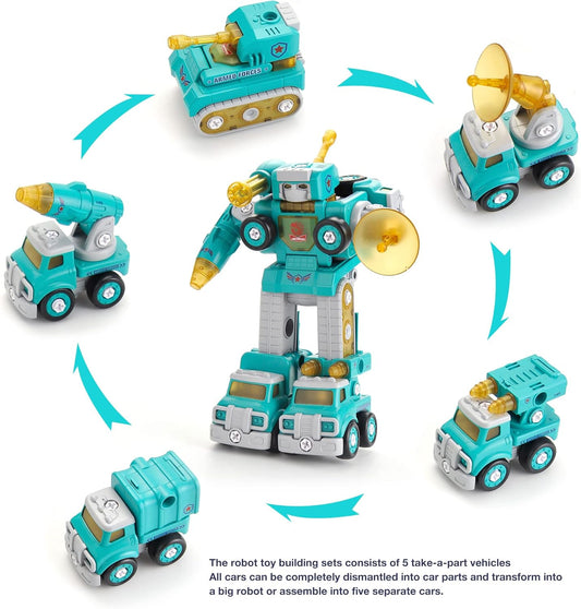 5-in-1 STEM Robot Toy – Take Apart Building Set for 5+ Year Old Boys & Girls | Best Robot Construction Toy with Lights & Sounds | Educational Gifts for Kids Ages 3-8