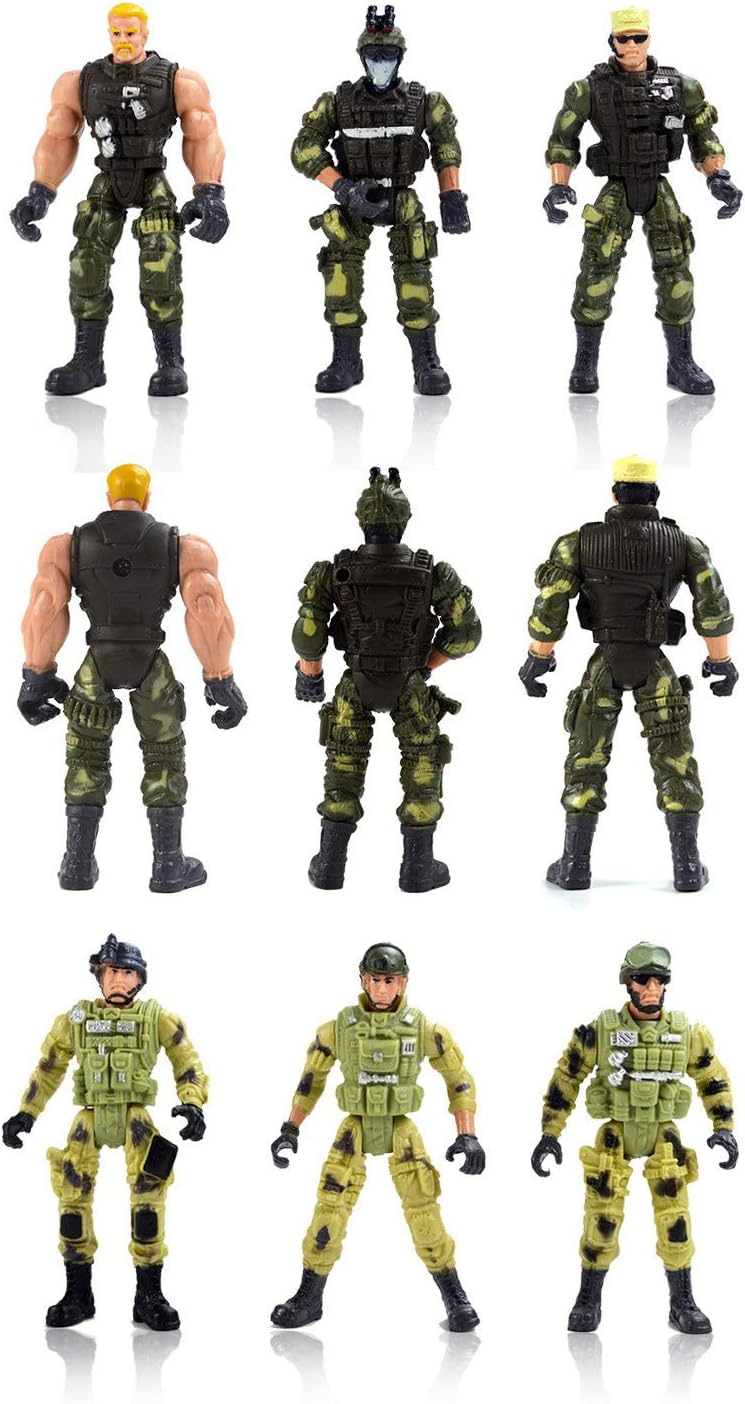 12 Pack Toy Soldiers Action Figures - US Army Men and Special Forces SWAT Team, Joint Movable with Military Weapons Accessories for Boys 8-12