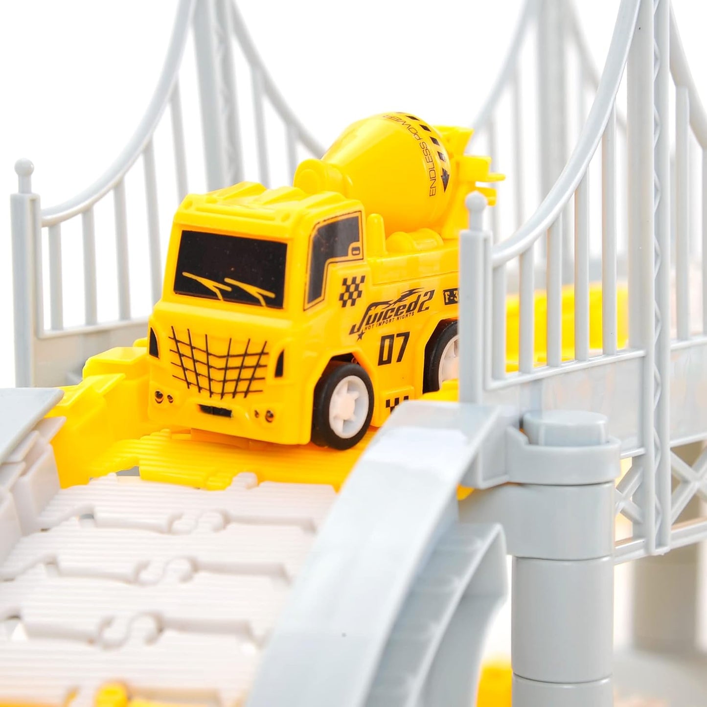 Construction Car Race Track for Kids, Construction TrucksWith Flexible Race Track Playset, Design Your Own Creative Track, 345 Piece Set, Road Engineering Gift for 3 4 5 6 7 8 Boys Girls