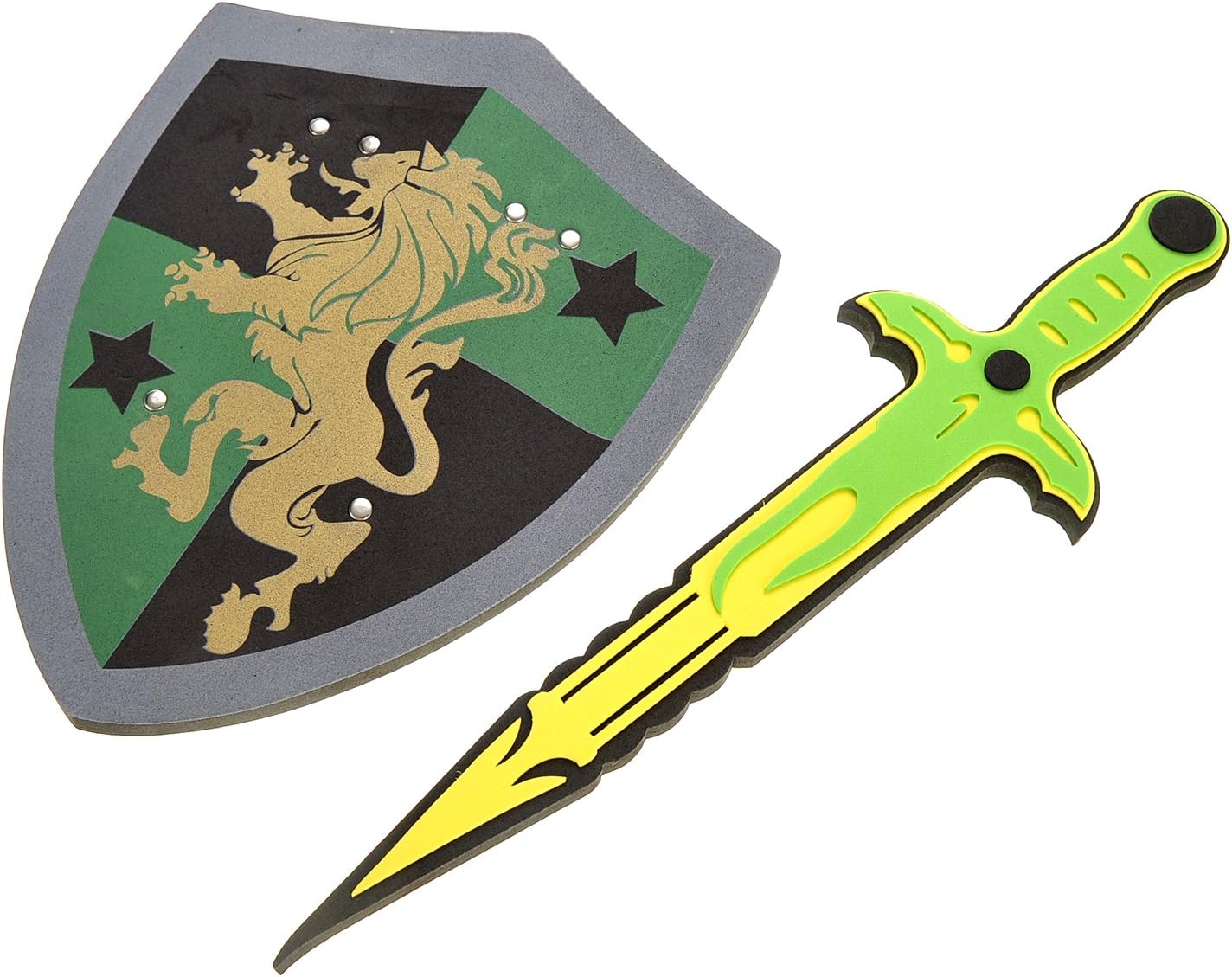 Sword and Shield Play Set | Unique Design | Foam Weapons | Kids Play Knights | White Eagle & Golden Lion Shield