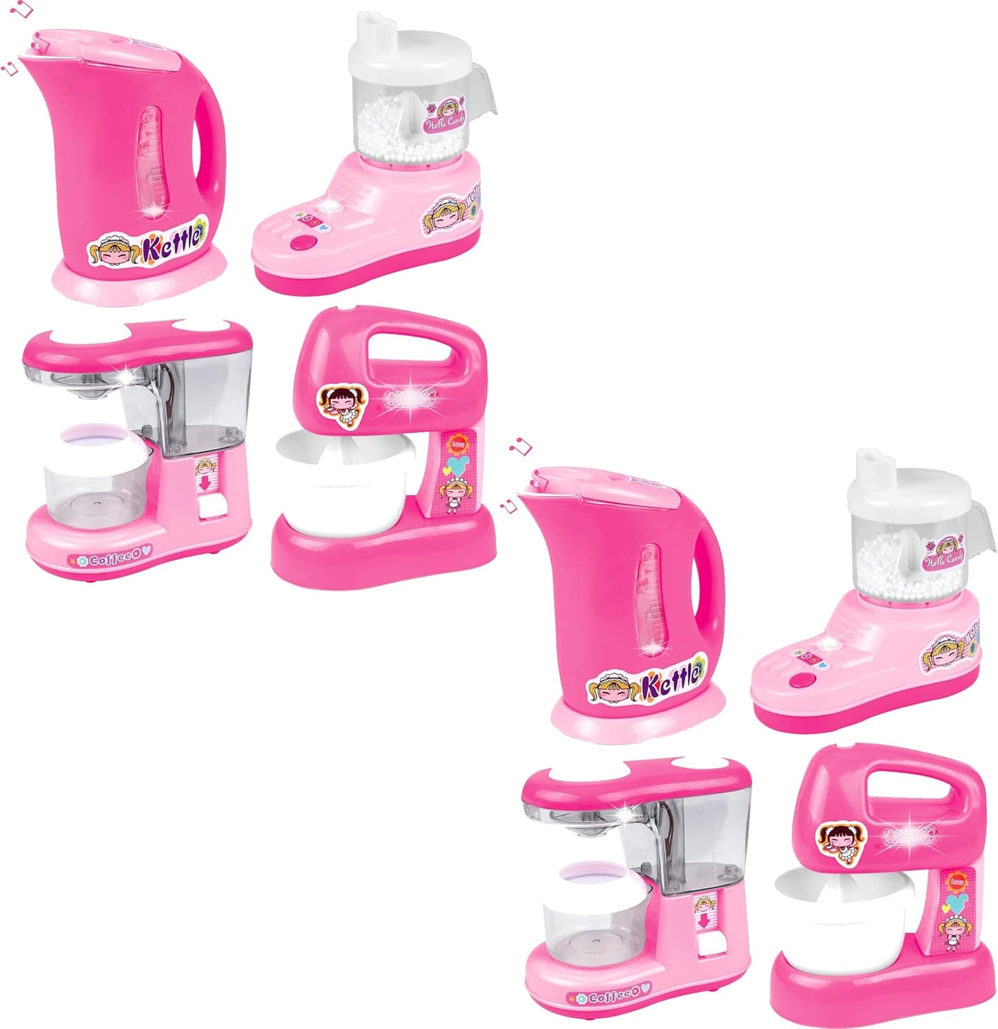 Kitchen Appliance Playset with Light & Sound – Includes Kettle, Coffee Maker, Mixer, and Accessories for Kids Age 4-8 – Fun Pretend Play Kitchen Appliances