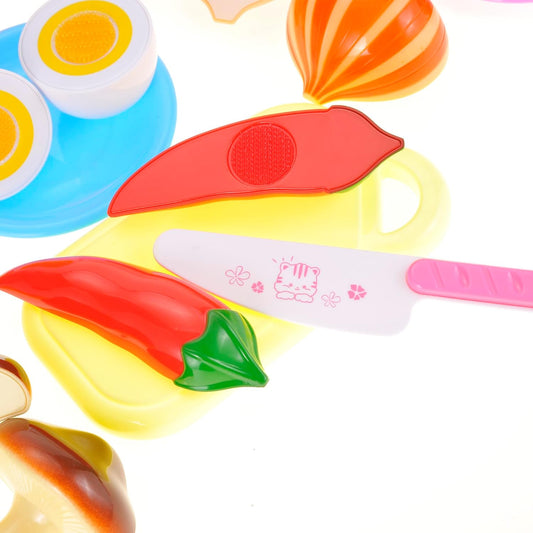 28 Pcs 16 Items Kitchen Cutting Play Fruit & Vegetables Toy for Kids | Pretend Cooking Vegan Play Set | Educational & Imaginative Birthday Gift for Toddler & Baby, Boys & Girls