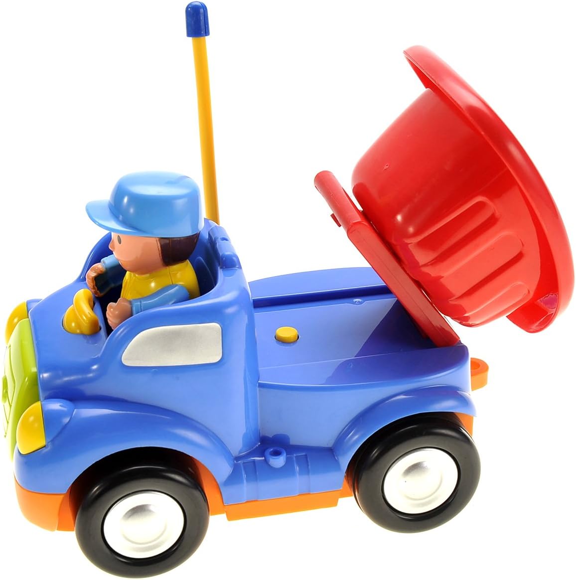 Cartoon Truck Radio Remote Control Toy, RC Cute Construction Car with Music & Light for Toddlers (Blue)
