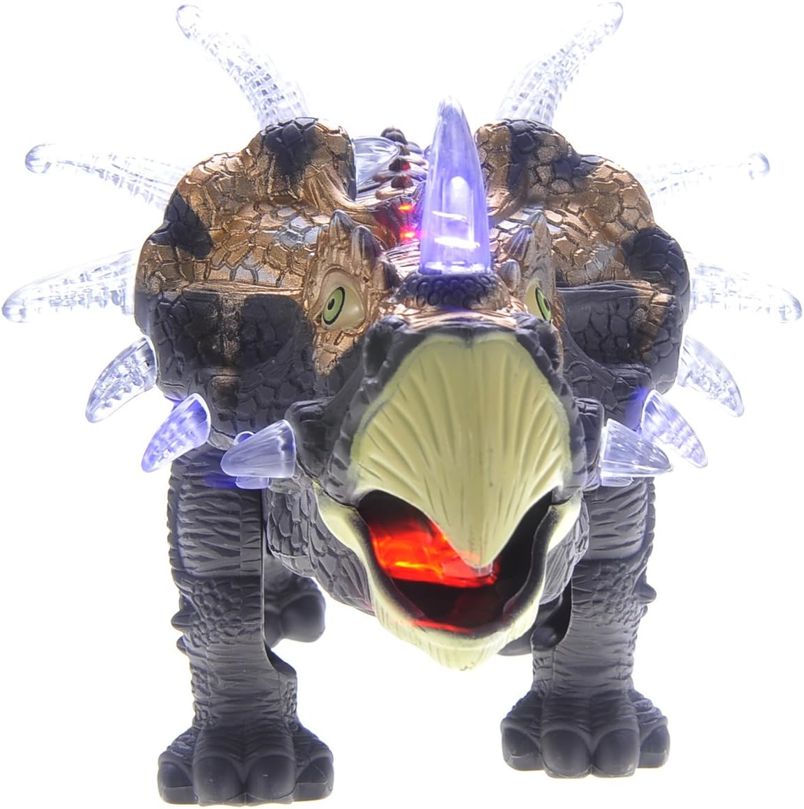 Walking Dinosaur Toys for Kids 2-4, Triceratops Electronic Jurassic Toy with LED Light, Sound, Swinging Tail Battery Powered for Toddlers