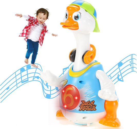 PowerTRC Baby Toy Dance Musical Duck Toy - Walking Goose Singing Dancing Toys for Toddlers 1-3 Hip-Hop Cool Birthday Toy