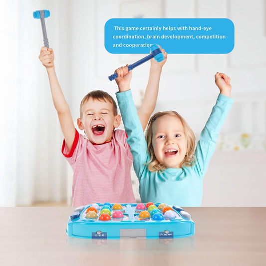 Whack Mole Game for Toddlers, Alien Pounding Toys Set with 2 Hammers for Kids 3 4 5 6+ Years Old Boys Girls, Whack Game Mole Toy Interactive Early Developmental Toy with Sound & Light 15”x11”