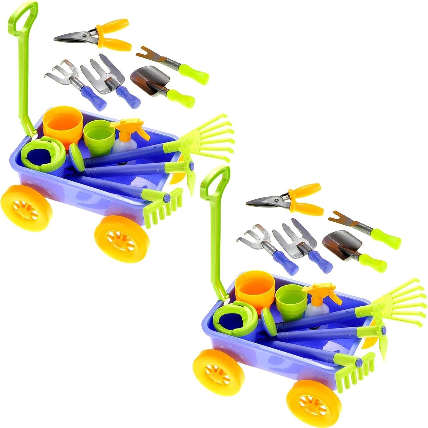 Garden Wagon & Tools Toy Set 15 Pcs Kids Gardening Tools & Wagon Toy Set – Outdoor Toddler Toys Kids Gardening Set – Beach, Sand, Garden Toys
