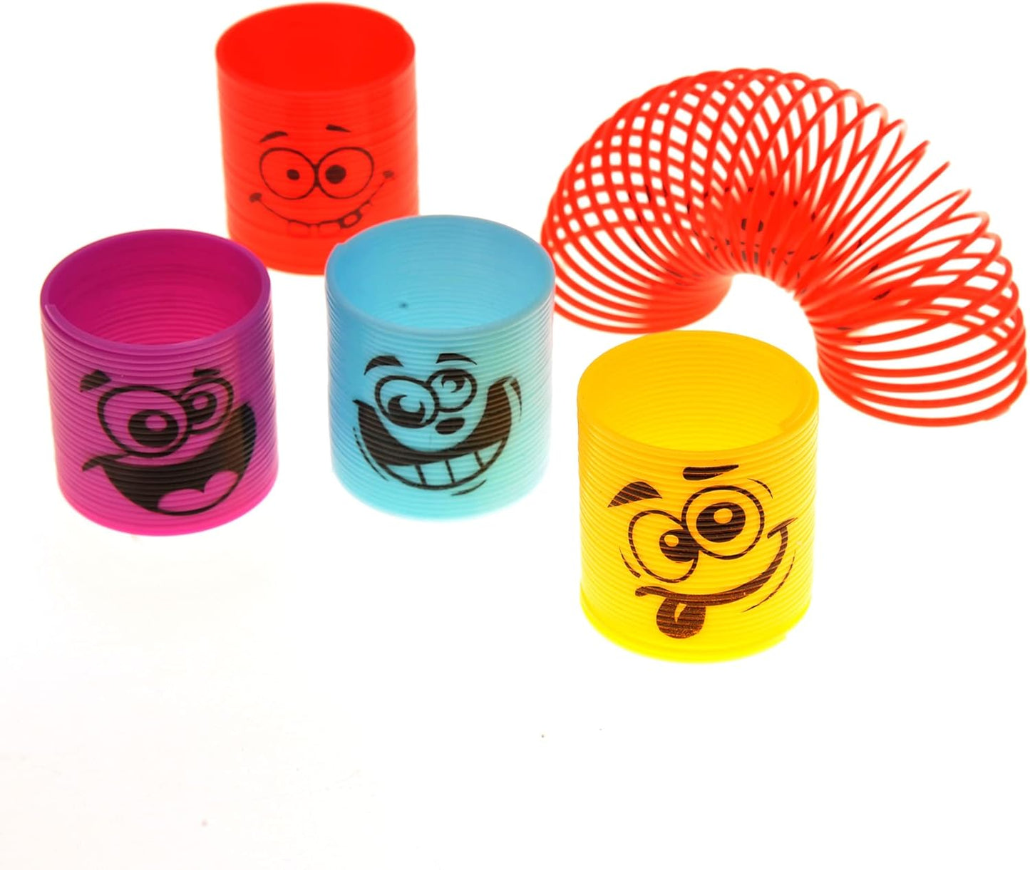 PowerTRC 72 Pcs Mini Slinky Party Favors Mini Slinkies Bulk, Emoticon Rainbow Spring Toys Goodie Bag Stuffer, Coil Spring Toy for Carnival Prize Classroom Exchange Gifts