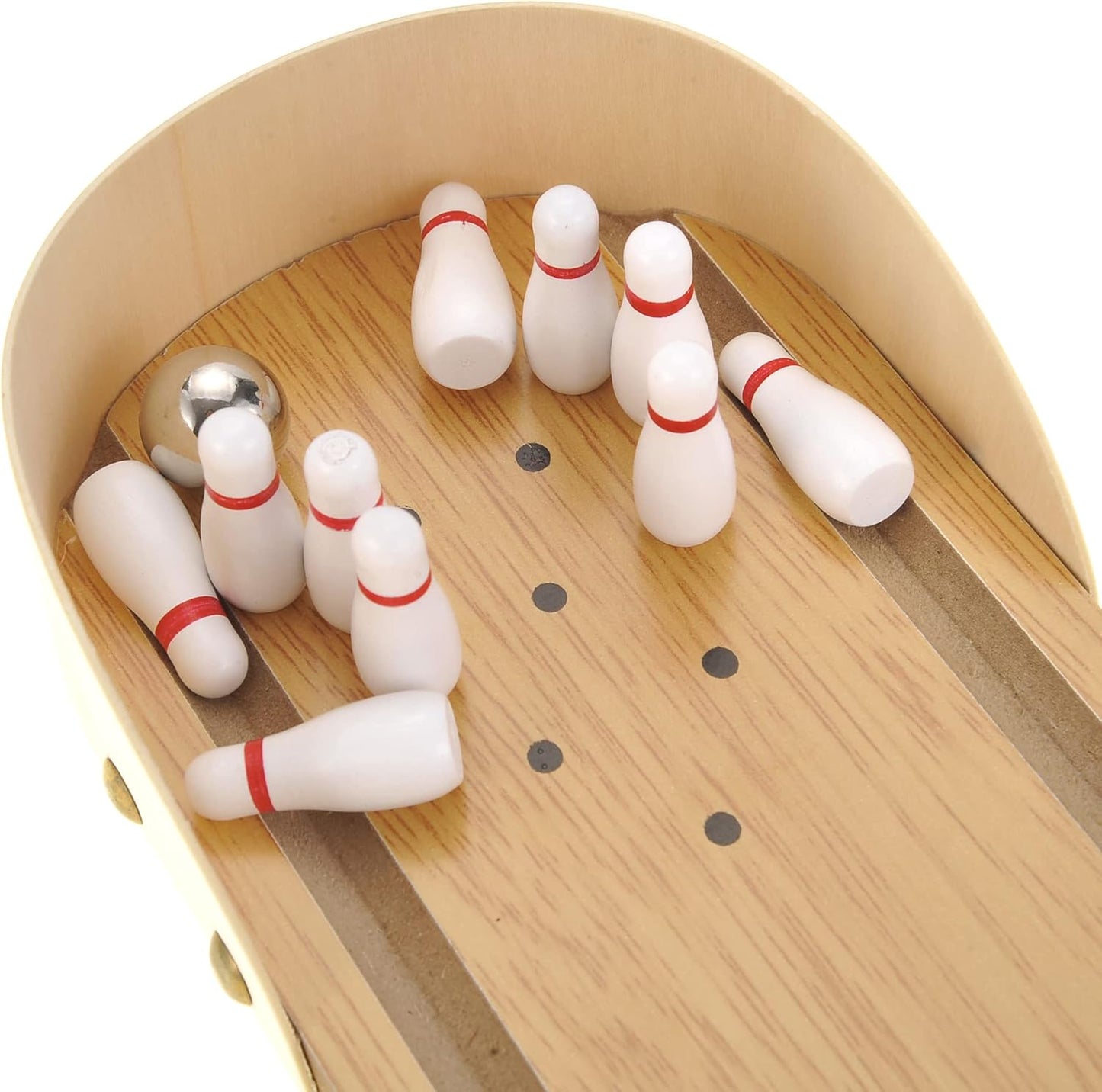 Mini Bowling Set Wooden Table Top Mini Arcade Game Toy Portable Mini Bowling Office Desk Stress Relief Desktop Gift for Kids and Adults Fun Toys