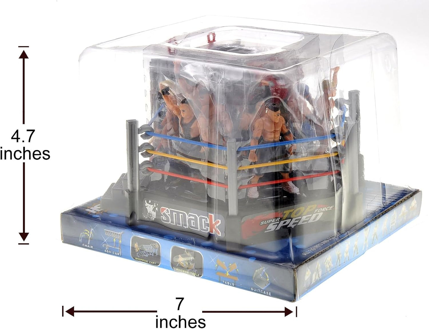 32 Pcs Wrestling Toys for Kids, Wrestler Play Set with 2 Wrestle Rings Style, 12 Super Wrestlers, Many Realistic Accessories, Toy Figures Cake Topper Birthday Party Decoration Play Set Gift