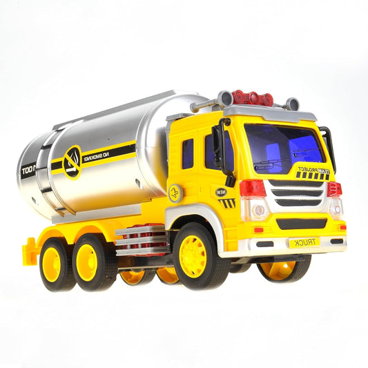 Push & Go Friction Powered Oil Truck Toy with Light and Sound | Realistic Play Oil Tanker Truck Toy Gift for Boys and Girls