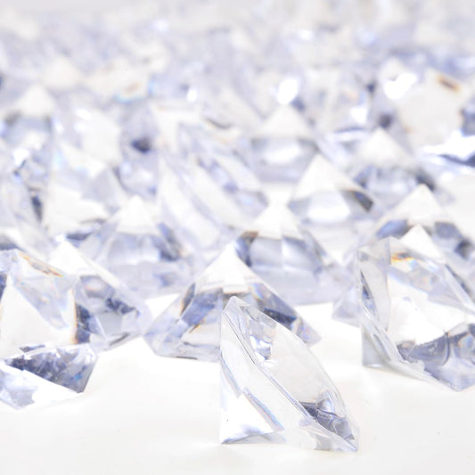 2 Pounds of 25 Carat Clear Acrylic Diamonds for Wedding Decoration, Parties, and Table Decoration