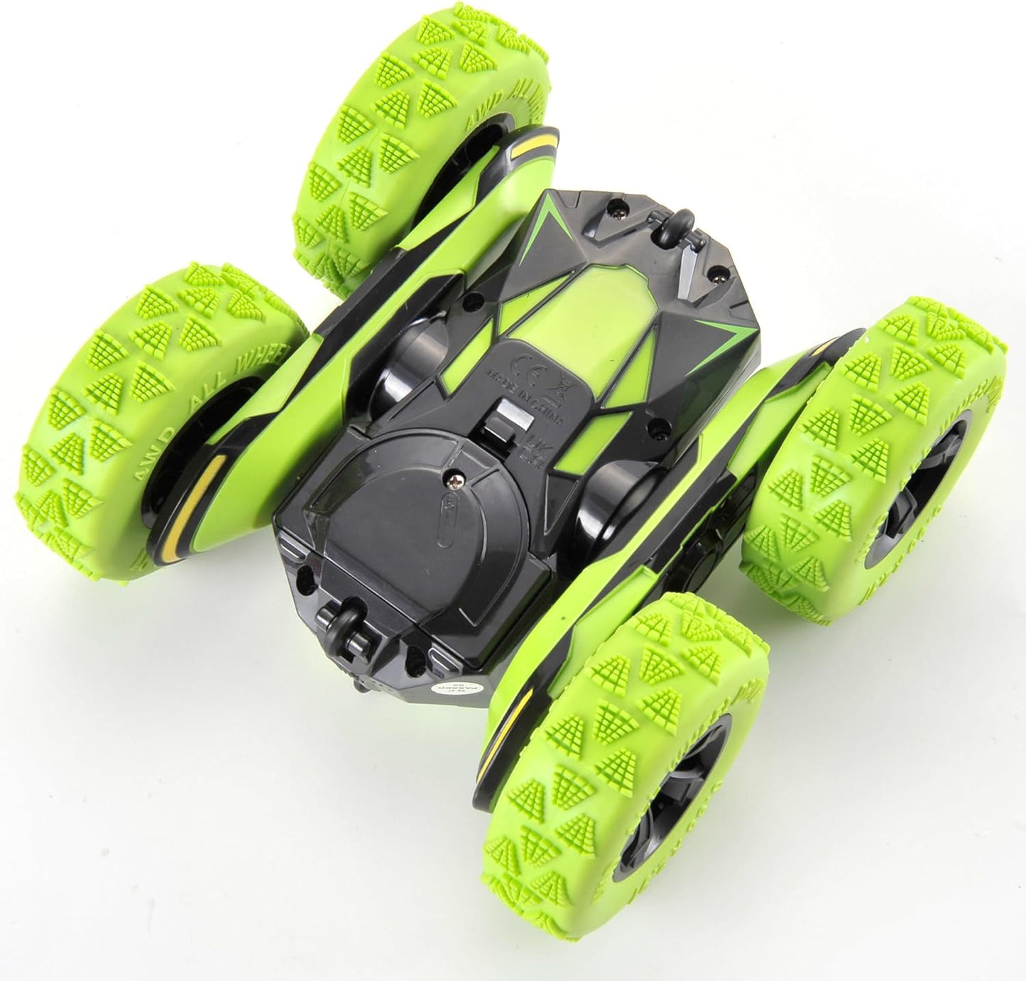PowerTRC RC Stunt Remote Control Car 360° Rotating 4WD Double-Sided Flips Toy for Boys Girls Birthday Gift Green