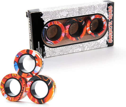3 Pcs Magnetic Rings Fidget Toy for Adults and Kids | Magnet Spinner for ADHD, OCD, Anxiety Relief/Autism Therapy | Great for Teen Boys