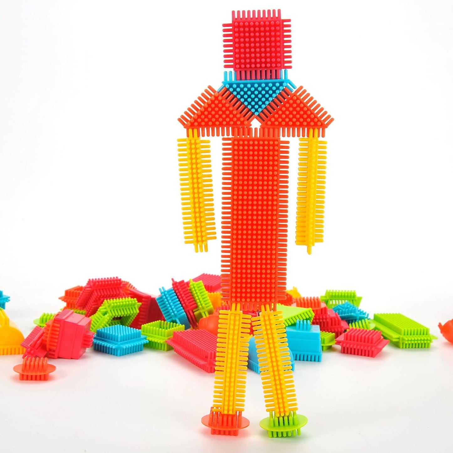 112 Pcs Hedgehog Building Blocks Tiles Building Toys for Kids Ages 4-8, Soft Interlocking Bristles Blocks Educational STEM Learning Preschool Toys