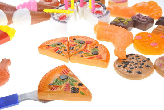 130 Pieces Deluxe Assorted Play Food Pack Set | Colorful Pretend Play Kitchen Accessories | Unique Gift for Toddlers, Boys & Girls