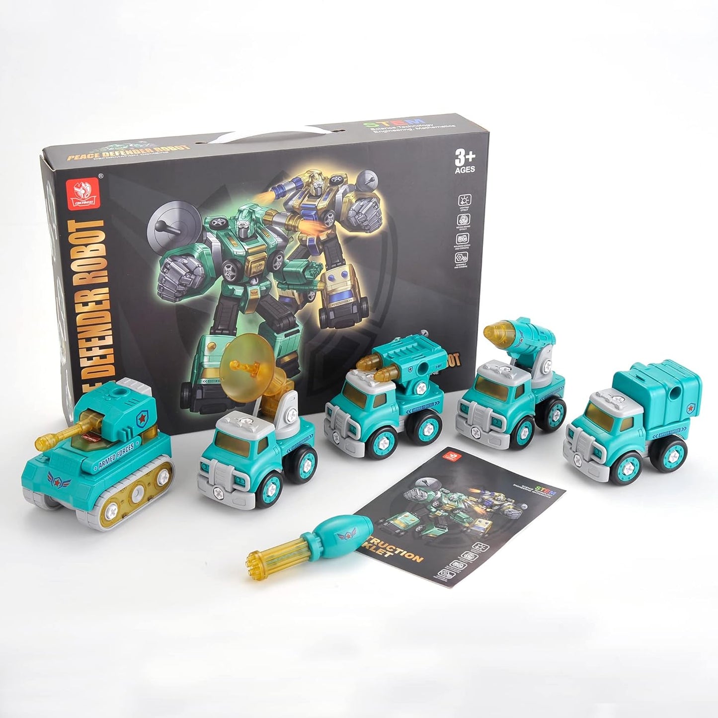 5-in-1 STEM Robot Toy – Take Apart Building Set for 5+ Year Old Boys & Girls | Best Robot Construction Toy with Lights & Sounds | Educational Gifts for Kids Ages 3-8