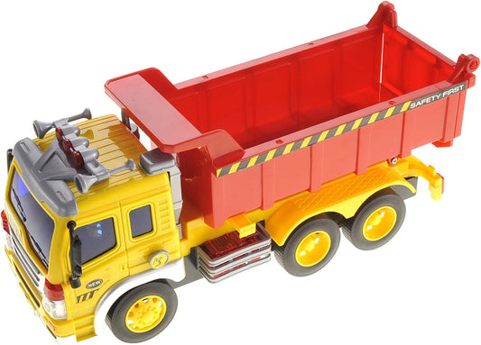 Push & Go Friction Powered Dump Truck Toy with Light and Sound | Realistic Play Tipper Truck Toy Gift for Boys and Girls