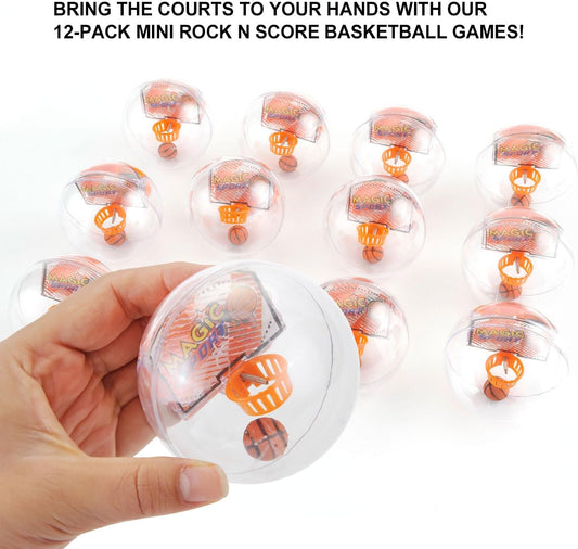 12 Pcs Mini Basketball Handheld Shooting Ball Hoop Fidget Game with Light & Sound, Bag Fillers, Bulk Toys, Party Favors Birthday Carnival Prizes for Kids, Adults