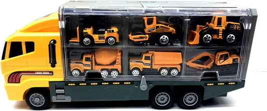 11 in 1 Die-cast Construction Toy Truck Models Car Toys, Mini Construction Vehicles Toys, Excavator, Mixer, Bulldozer, Helicopter Playset Gift for Kids