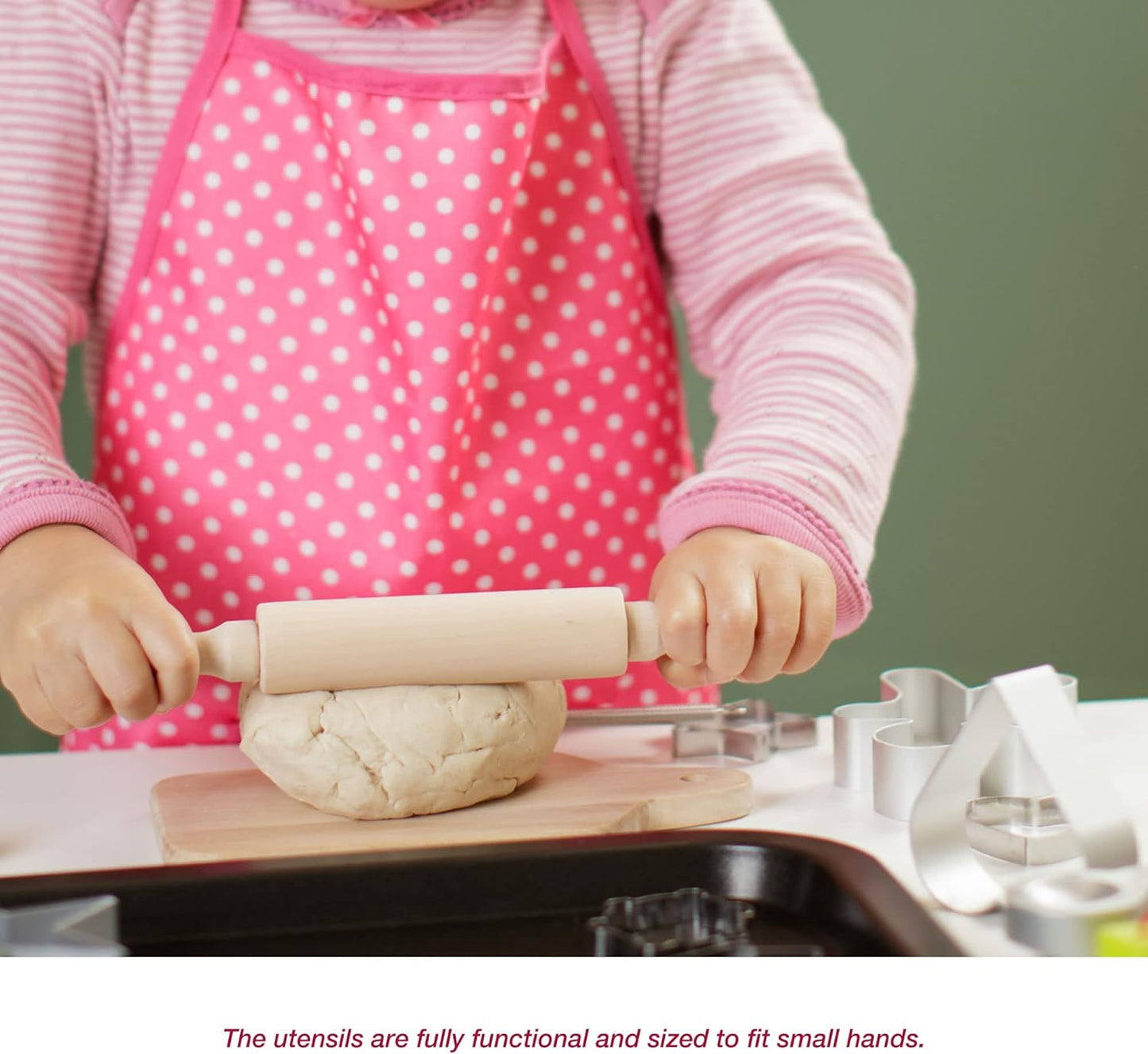 Toddler Cooking Apron for Girls, Cooking and Baking Set for Little Girls, Toddler Chef Outfit Chef Costume Kids Chef Hat and Apron 3-5 Pretend Play