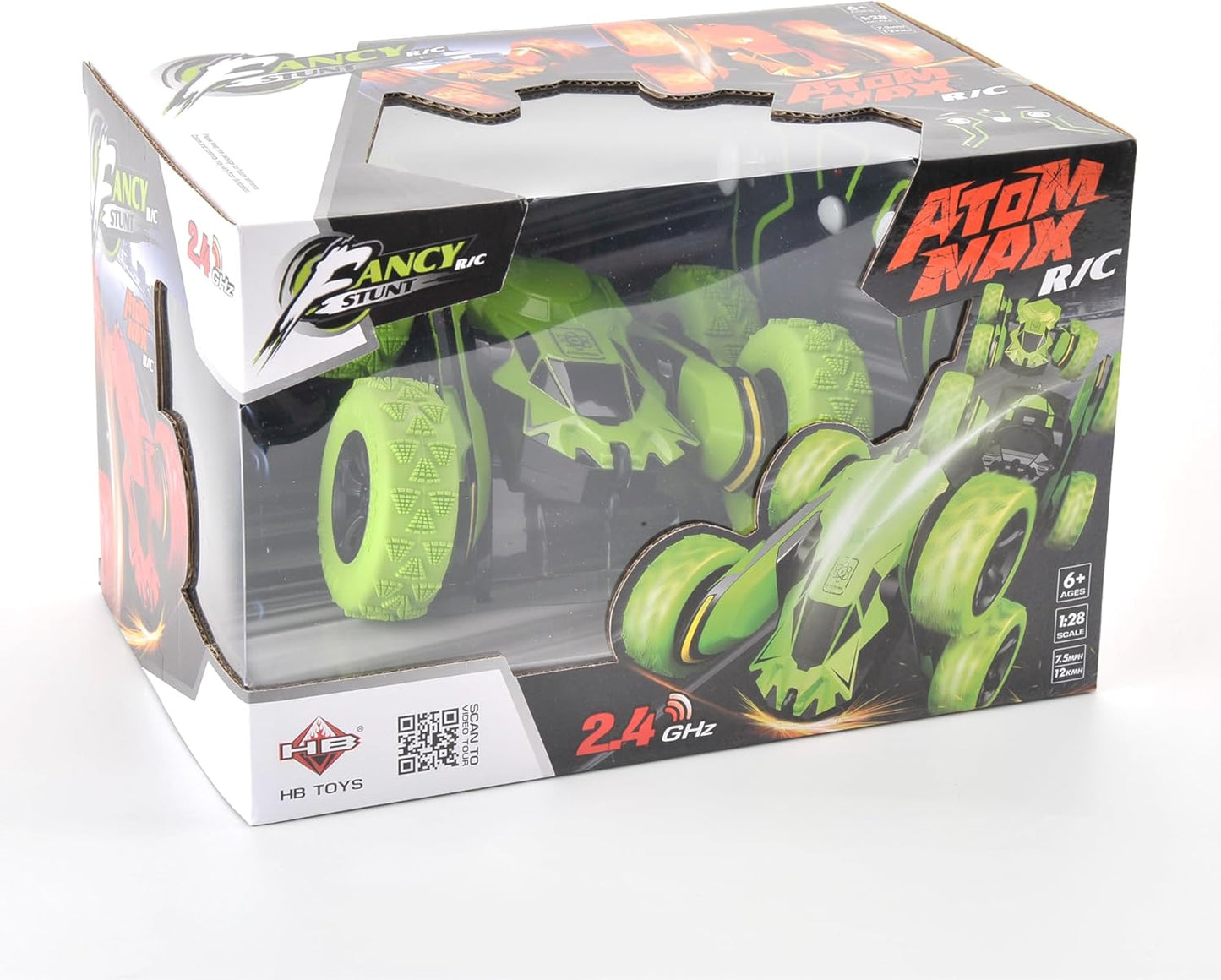 PowerTRC RC Stunt Remote Control Car 360° Rotating 4WD Double-Sided Flips Toy for Boys Girls Birthday Gift Green