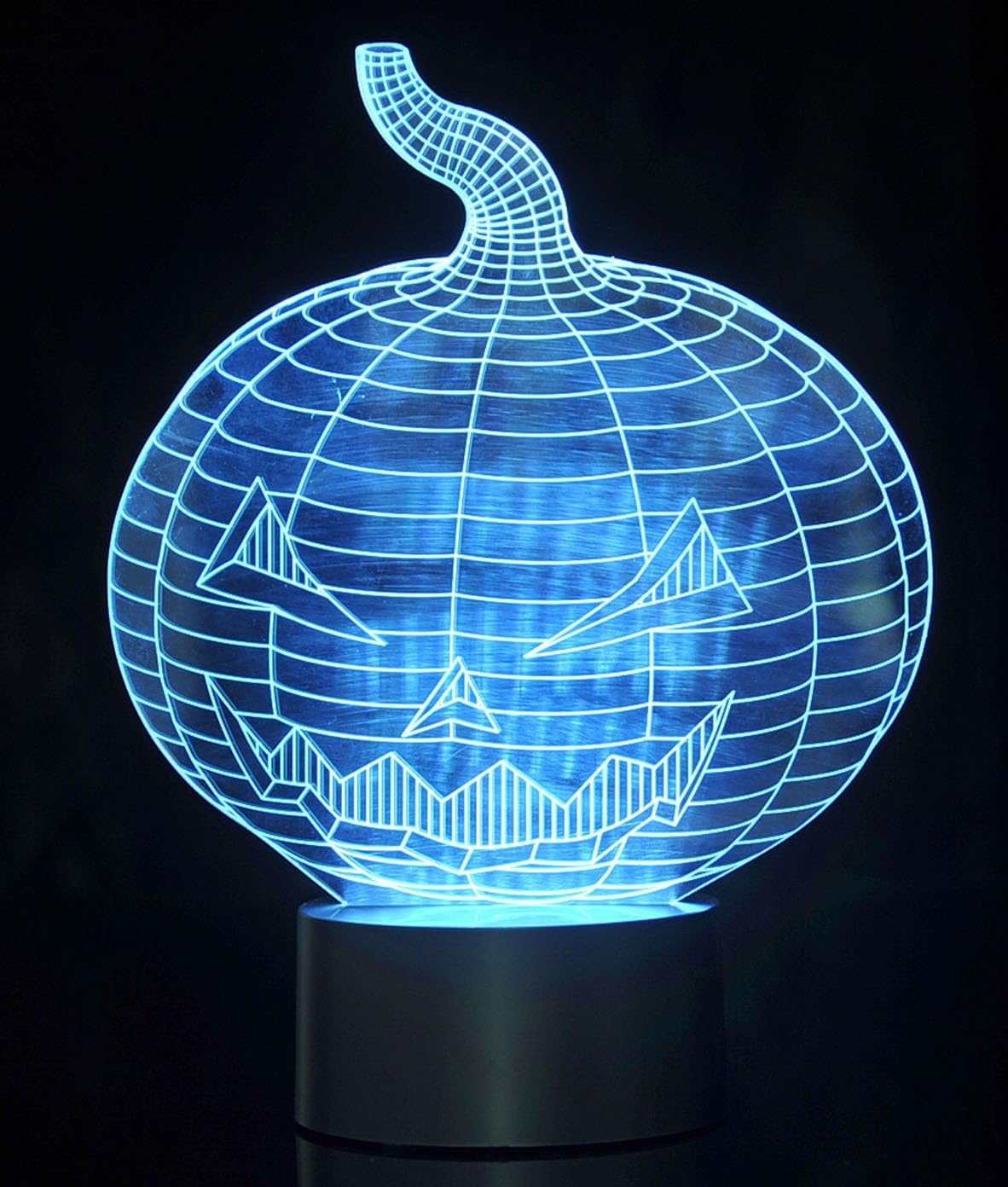 3D LED Night Light Optical Illusion Jack-O'-Lantern Pumpkin, Desk Table Lamp Color Change Multi Effects Functions | 7 Colors USB Powered Birthday & Party Gift